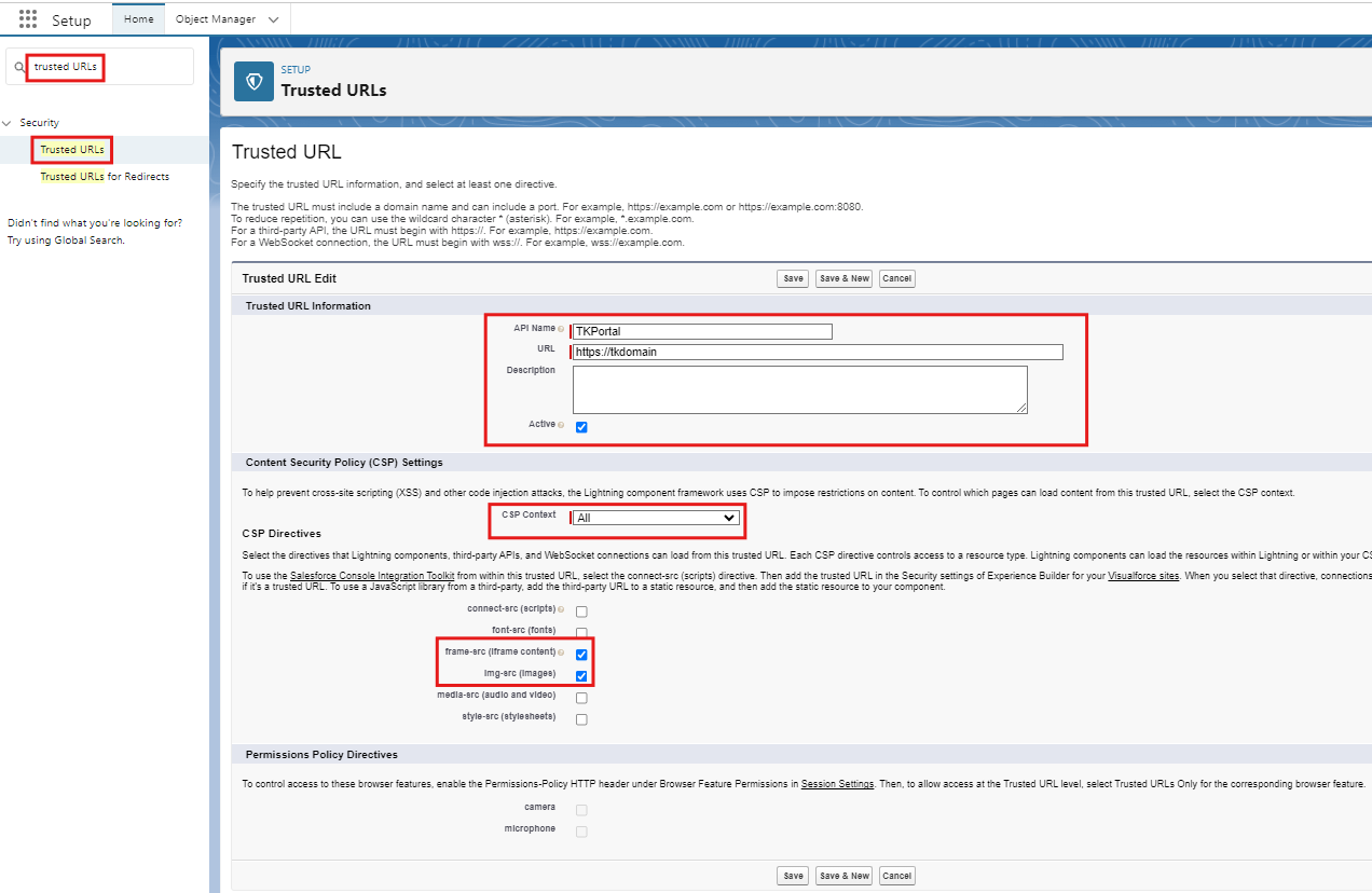 SF Trusted URL configuration